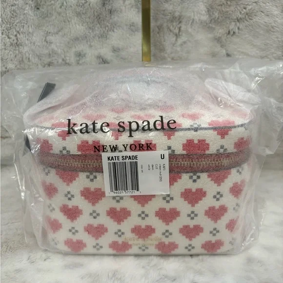 Kate Spade ♠️ NWT Devin Pixel Heart Vanity Top Handle Zip with mirror valentine - Picture 6 of 14